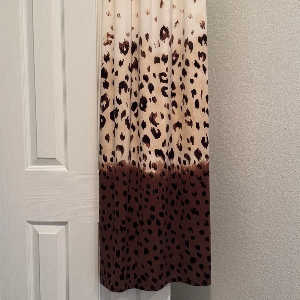 Soma Strapless Leopard Print Dress - Cream and Brown - Picture 3 of 3